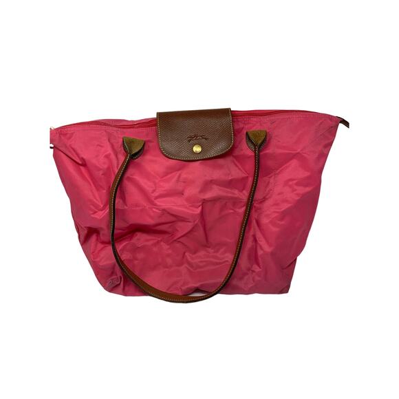 Longchamp Handbags - Longchamp Nylon Le Pliage Top Handle Bag in Flower /Pink Small AS IS CONDITION